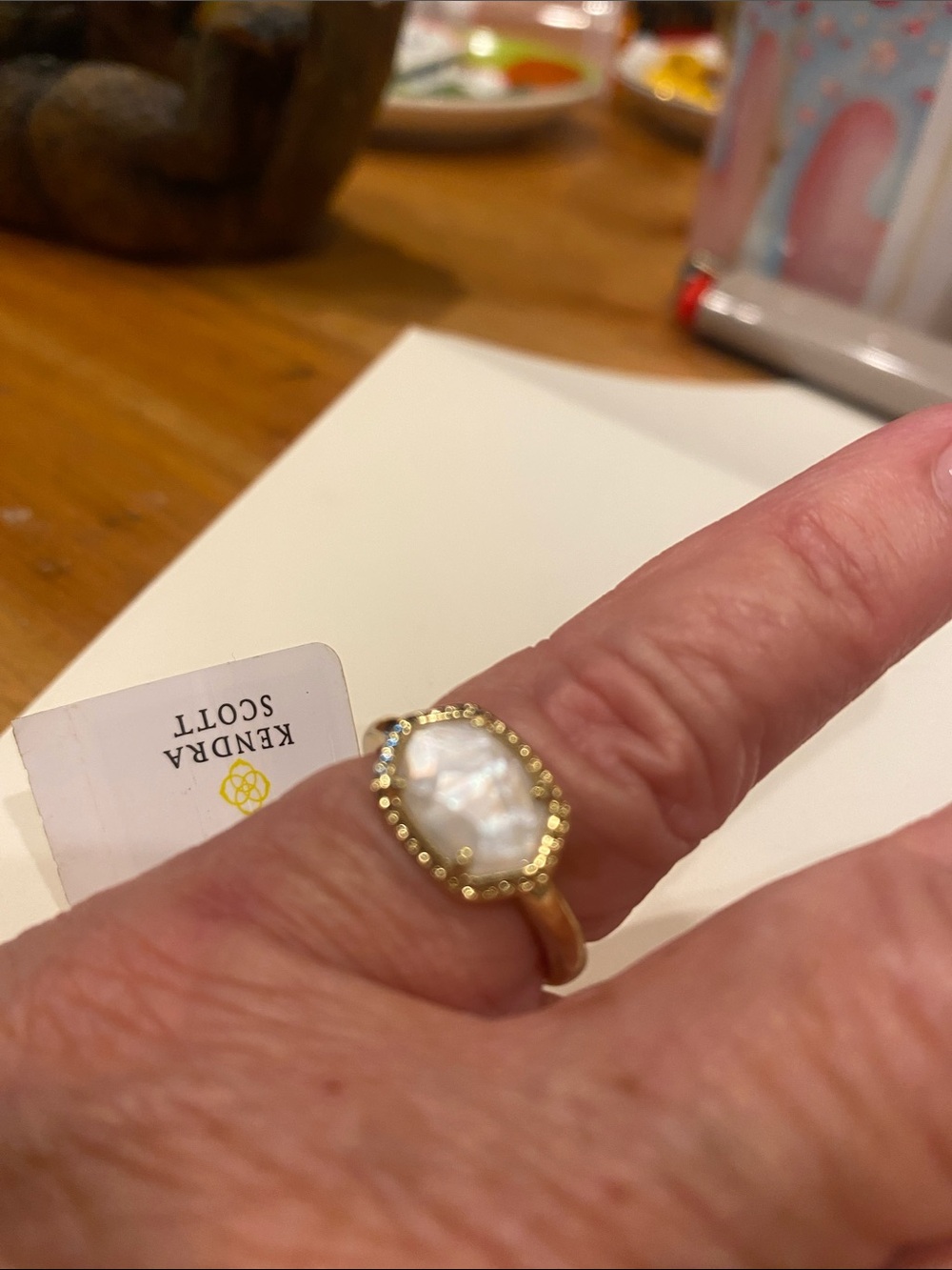 Kendra Scott Gold Mother-of-Pearl Beaded Halo Ring - White